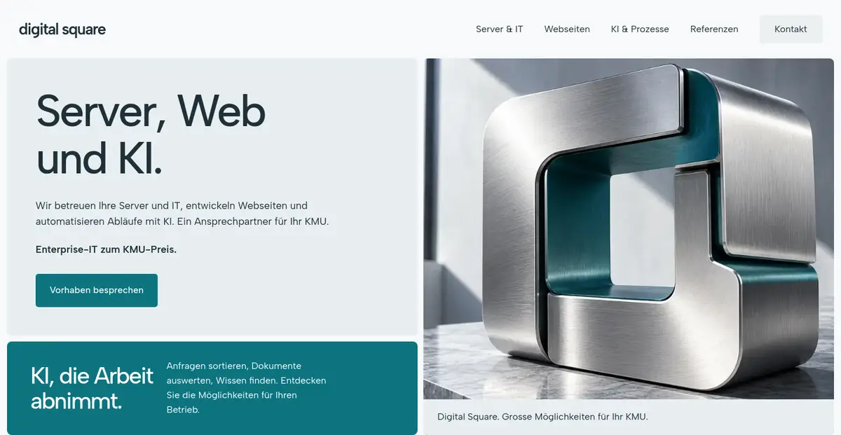 Die neue Digital-Square-Webseite als Beispiel unserer Gestaltung.
